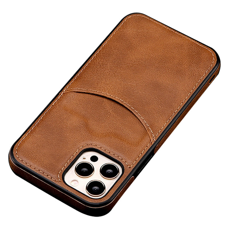 For iPhone 13 Pro 6.1 inch PU Leather+TPU Shockproof Phone Cover Business Style Card Slot Phone Shell