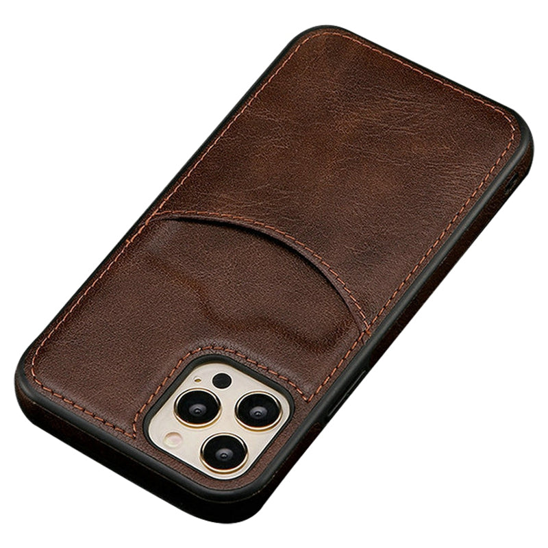 For iPhone 13 Pro 6.1 inch PU Leather+TPU Shockproof Phone Cover Business Style Card Slot Phone Shell