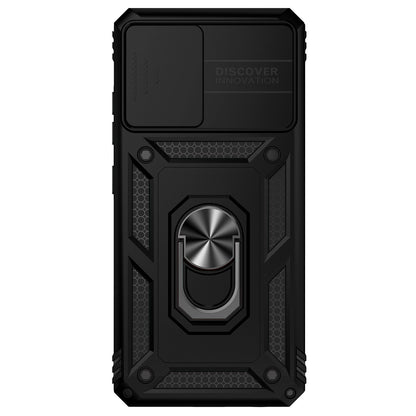 Metal Kickstand Phone Case for Samsung Galaxy A32 4G (EU Version), Shockproof PC + TPU Cover with Slide Camera Protection