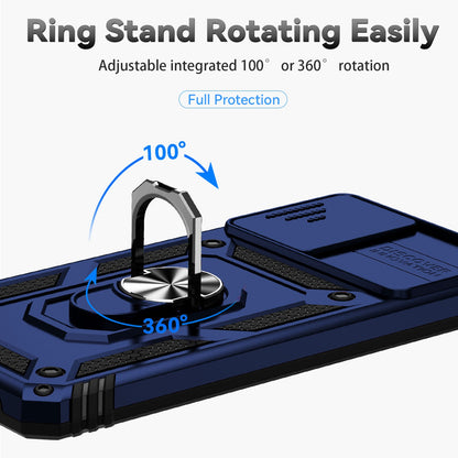 Metal Kickstand Phone Case for Samsung Galaxy A32 4G (EU Version), Shockproof PC + TPU Cover with Slide Camera Protection