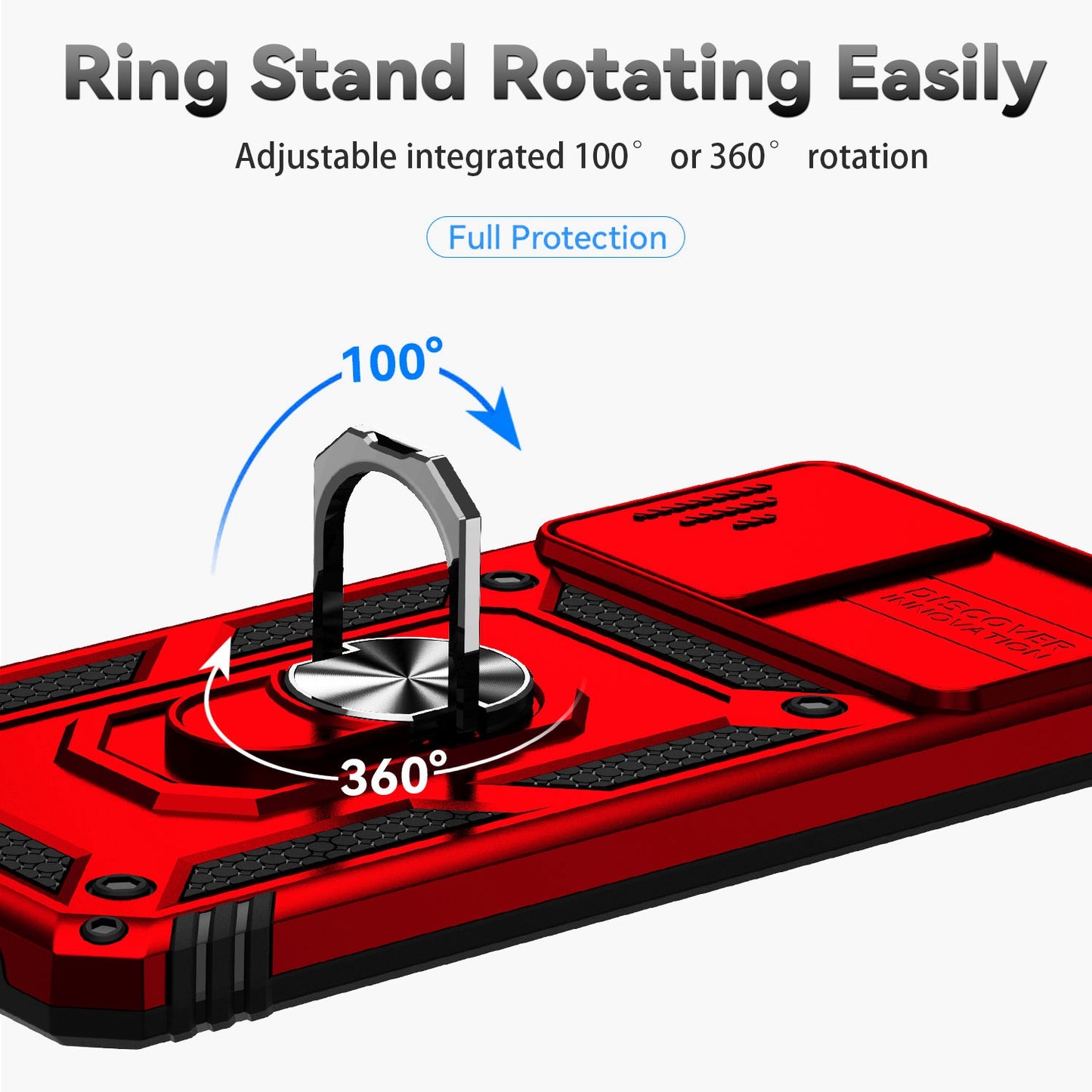 Metal Kickstand Phone Case for Samsung Galaxy A32 4G (EU Version), Shockproof PC + TPU Cover with Slide Camera Protection