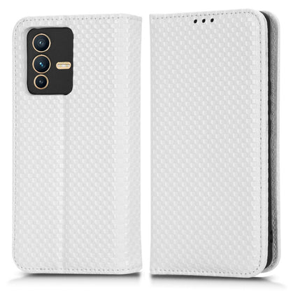 For vivo S12 Pro / V23 Pro 5G Anti-fall Magnetic Auto-absorbed Grid Texture PU Leather Stand Case Cell Phone Wallet Cover