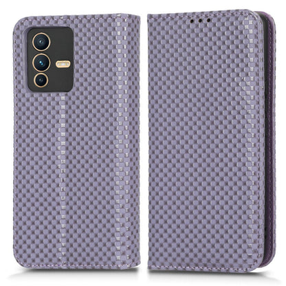 For vivo S12 Pro / V23 Pro 5G Anti-fall Magnetic Auto-absorbed Grid Texture PU Leather Stand Case Cell Phone Wallet Cover