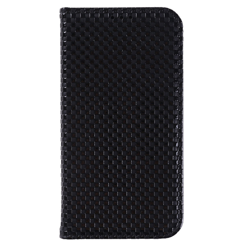 For Samsung Galaxy A12 / M12 PU Leather Stand Case, Grid Texture Magnetic Auto-absorbed Cell Phone Wallet Cover