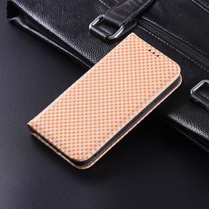 For Samsung Galaxy A12 / M12 PU Leather Stand Case, Grid Texture Magnetic Auto-absorbed Cell Phone Wallet Cover