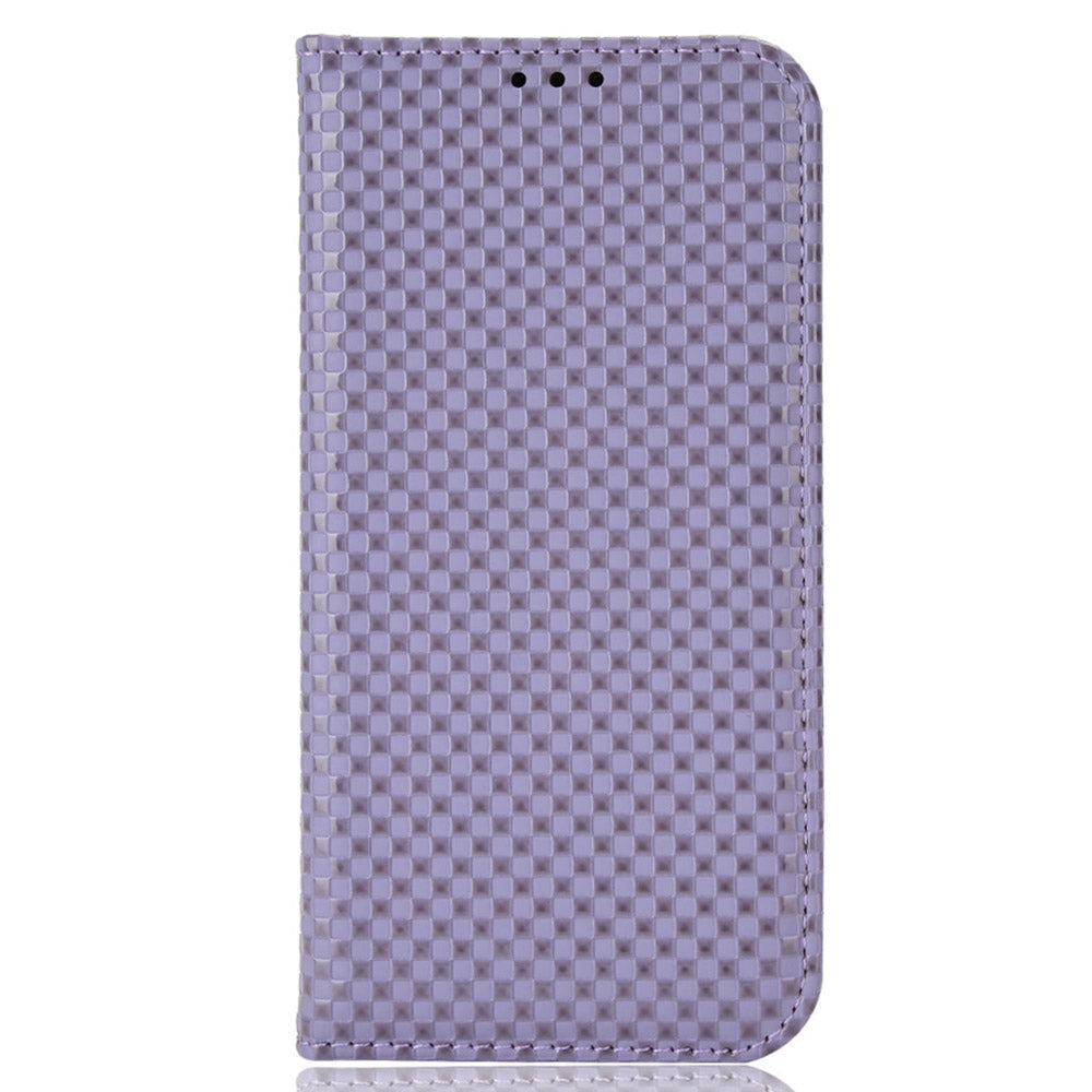 For Samsung Galaxy A12 / M12 PU Leather Stand Case, Grid Texture Magnetic Auto-absorbed Cell Phone Wallet Cover