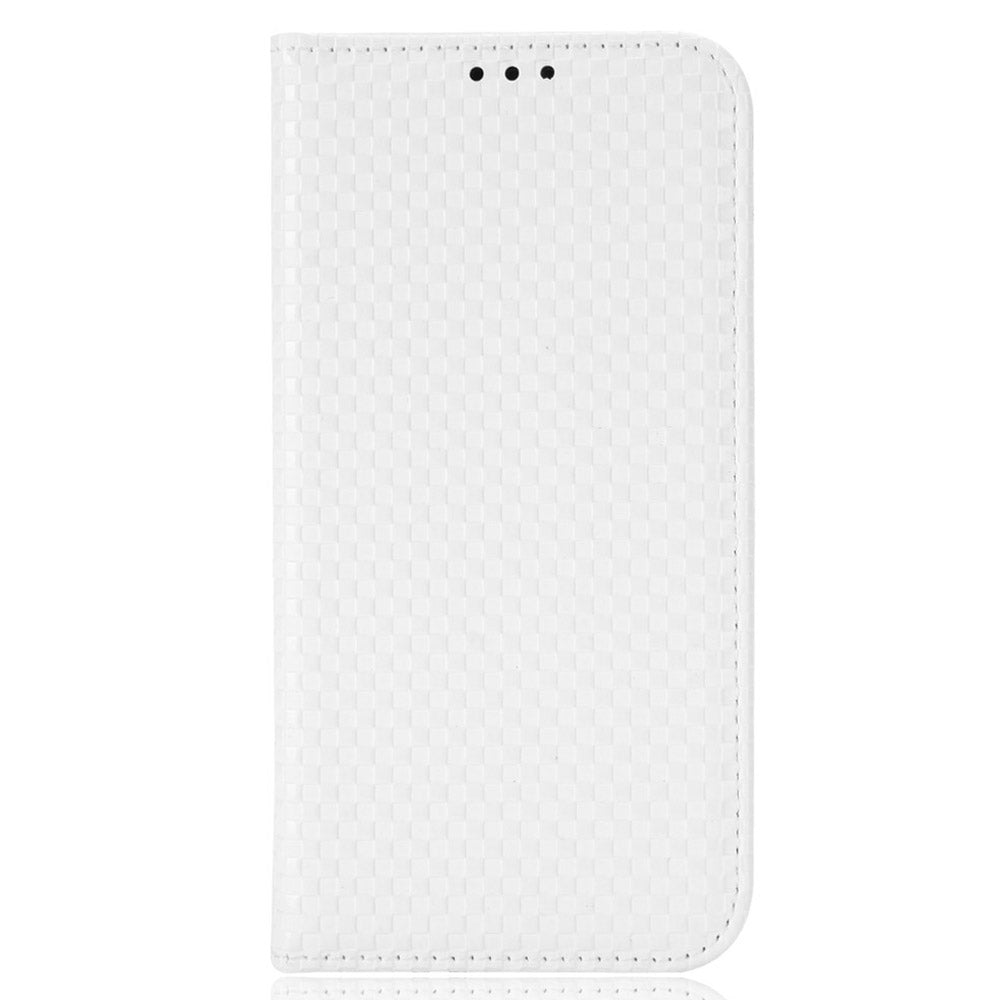For Samsung Galaxy A12 / M12 PU Leather Stand Case, Grid Texture Magnetic Auto-absorbed Cell Phone Wallet Cover