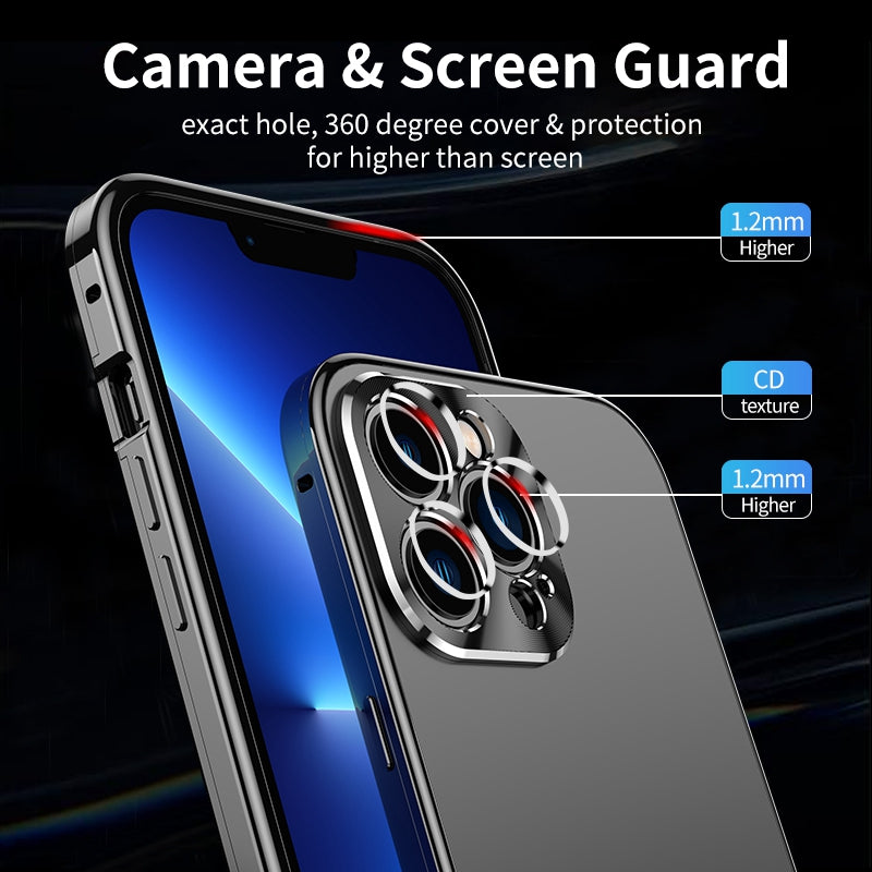 IM-CHEN For iPhone 13 Pro 6.1 inch Anti-fall Ultra Slim Phone Case with Metal Frame Scratch-resistant Magnetic Matte Phone Cover