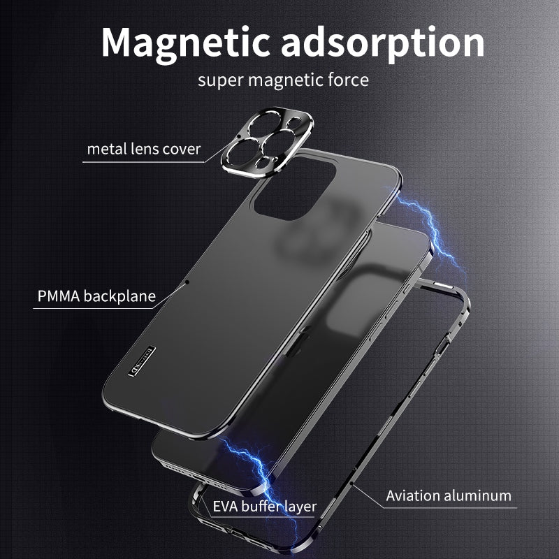 IM-CHEN For iPhone 13 Pro 6.1 inch Anti-fall Ultra Slim Phone Case with Metal Frame Scratch-resistant Magnetic Matte Phone Cover