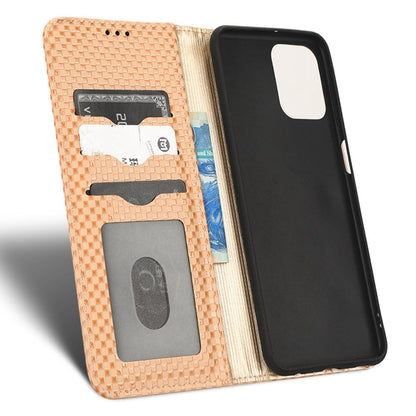 For Samsung Galaxy M53 5G PU Leather Wallet Case Magnetic Absorption Grid Texture Flip Folio Stand Phone Cover