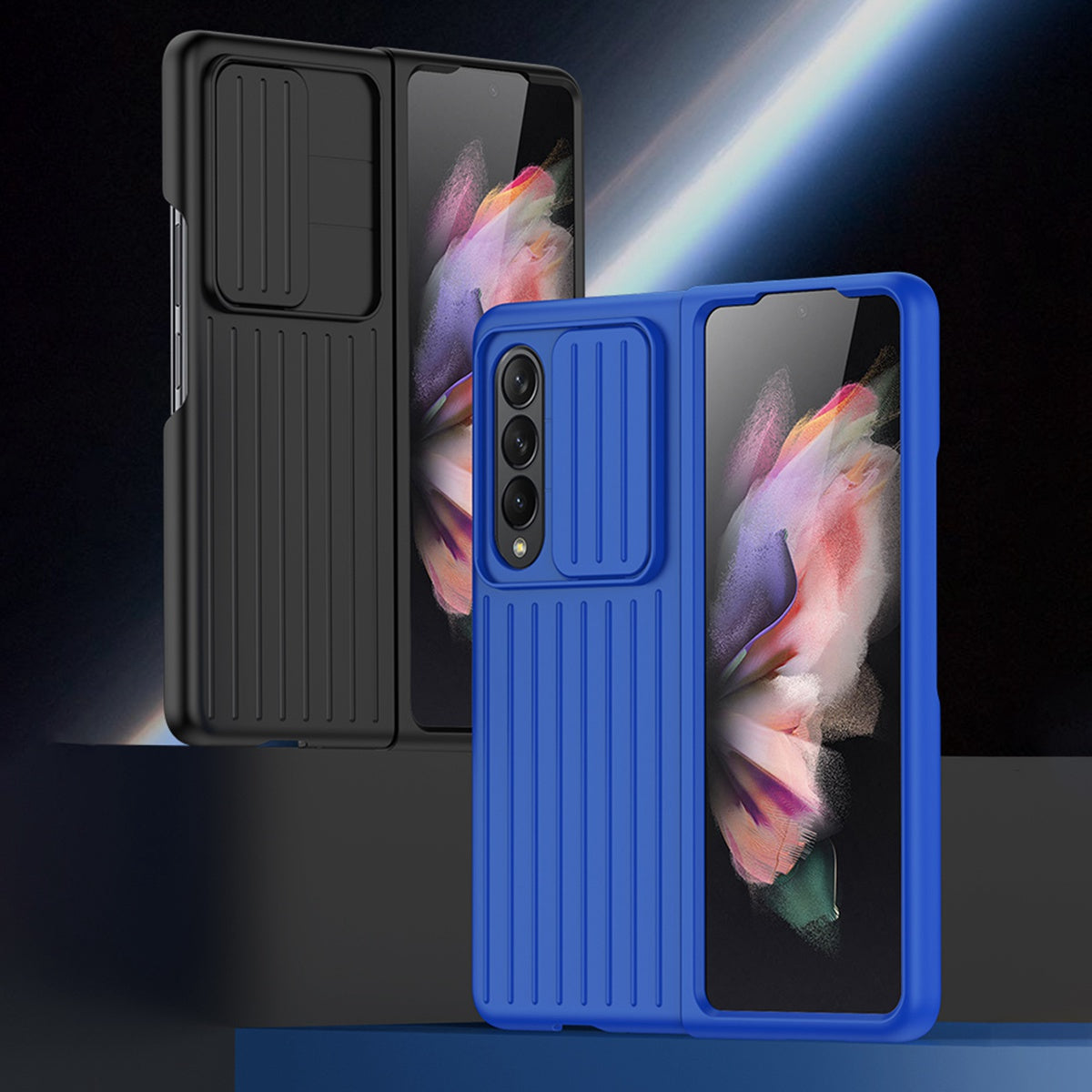For Samsung Galaxy Z Fold3 5G Phone Case Shockproof Anti-Drop Case Cell Phone PC Cover with Slide Camera Protection