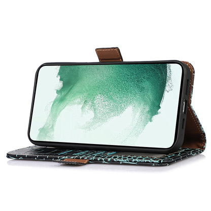 RFID Blocking Genuine Cowhide Leather Case for Nokia G400 5G, Crocodile Texture Stand Wallet Phone Cover