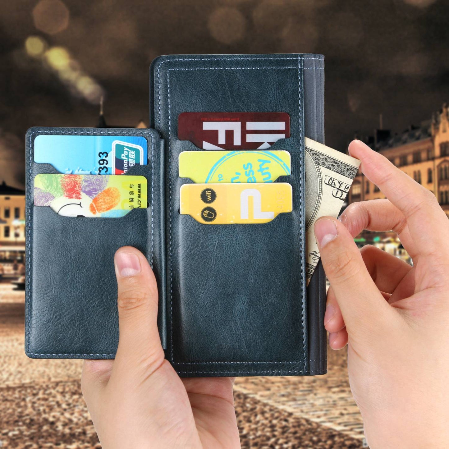 Zipper Pocket Phone Cover For iPhone 13 Pro 6.1 inch, Full Protection PU Leather Phone Flip Wallet Case Stand