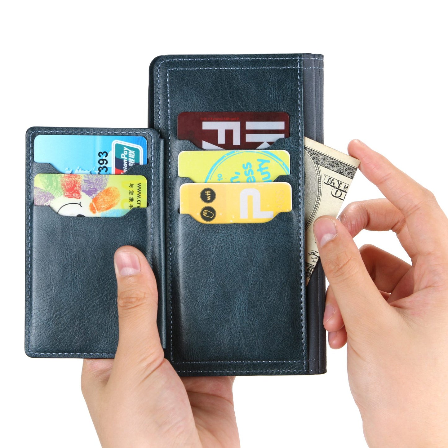 Zipper Pocket Phone Cover For iPhone 13 Pro 6.1 inch, Full Protection PU Leather Phone Flip Wallet Case Stand