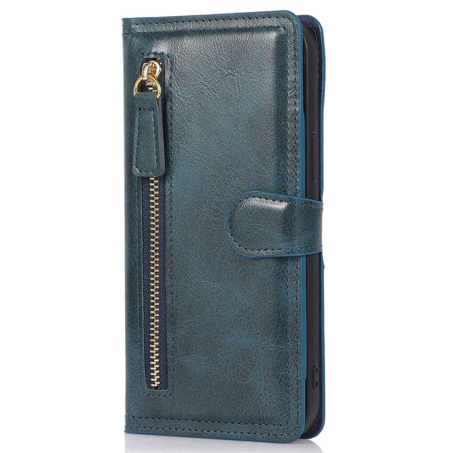 Zipper Pocket Phone Cover For iPhone 13 Pro 6.1 inch, Full Protection PU Leather Phone Flip Wallet Case Stand