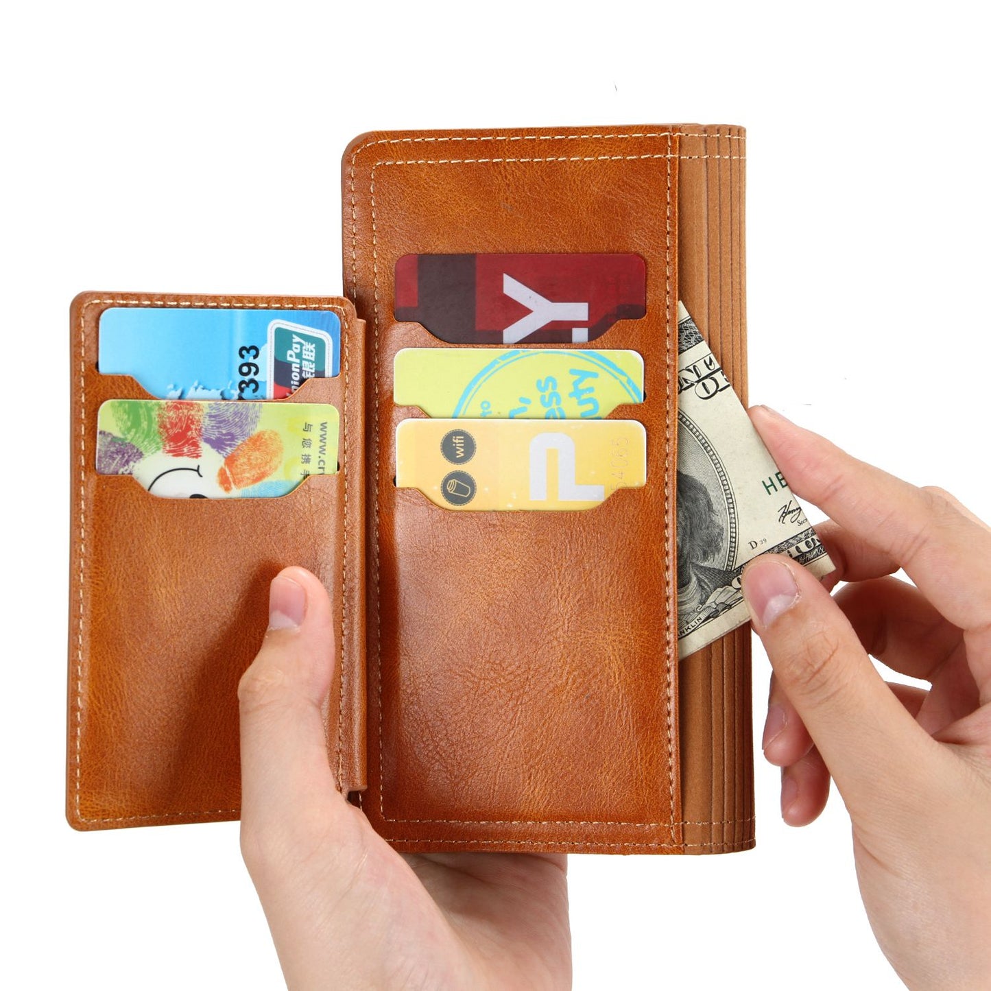 Zipper Pocket Phone Cover For iPhone 13 Pro 6.1 inch, Full Protection PU Leather Phone Flip Wallet Case Stand
