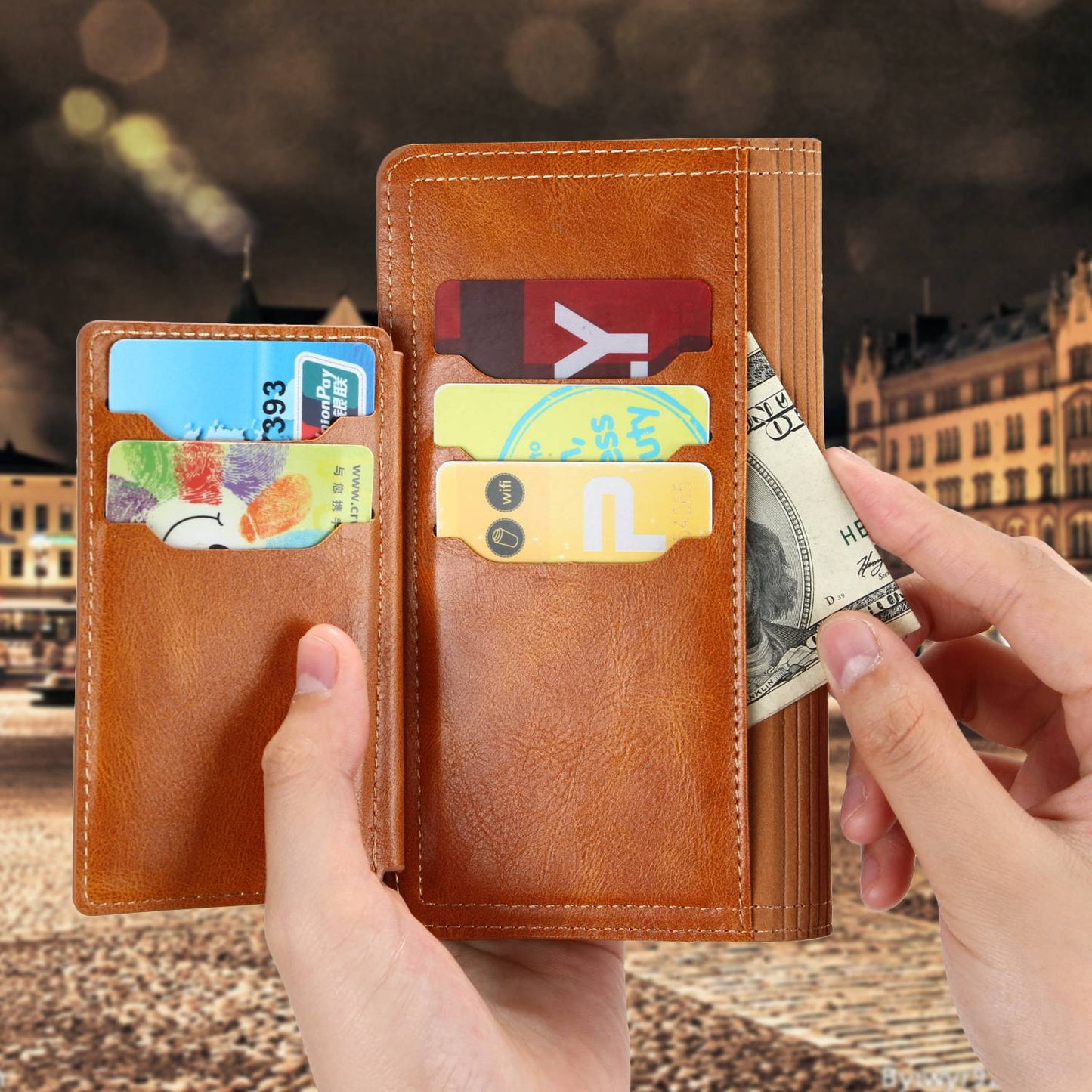 Zipper Pocket Phone Cover For iPhone 13 Pro 6.1 inch, Full Protection PU Leather Phone Flip Wallet Case Stand