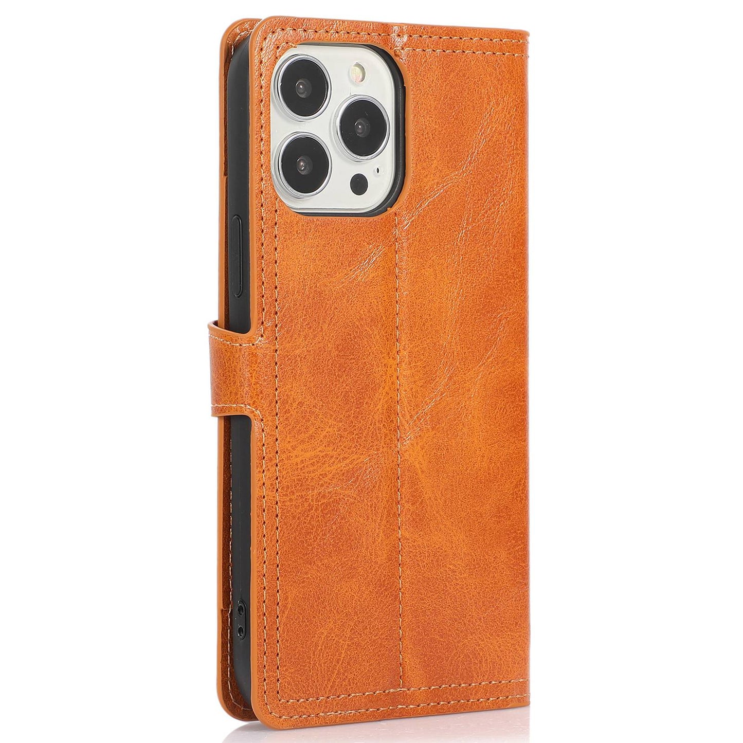 Zipper Pocket Phone Cover For iPhone 13 Pro 6.1 inch, Full Protection PU Leather Phone Flip Wallet Case Stand