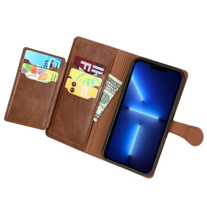 Zipper Pocket Phone Cover For iPhone 13 Pro 6.1 inch, Full Protection PU Leather Phone Flip Wallet Case Stand