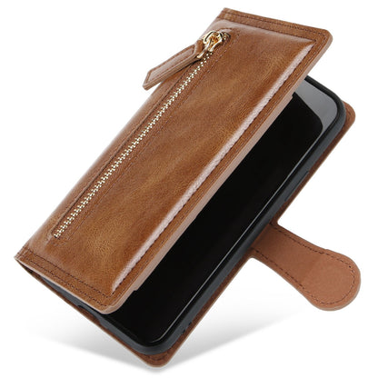 Zipper Pocket Phone Cover For iPhone 13 Pro 6.1 inch, Full Protection PU Leather Phone Flip Wallet Case Stand