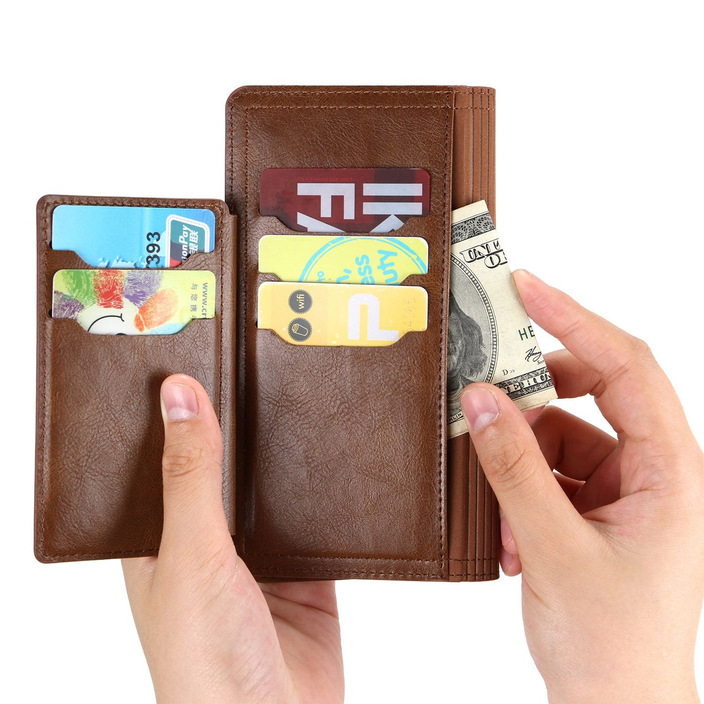 Zipper Pocket Phone Cover For iPhone 13 Pro 6.1 inch, Full Protection PU Leather Phone Flip Wallet Case Stand