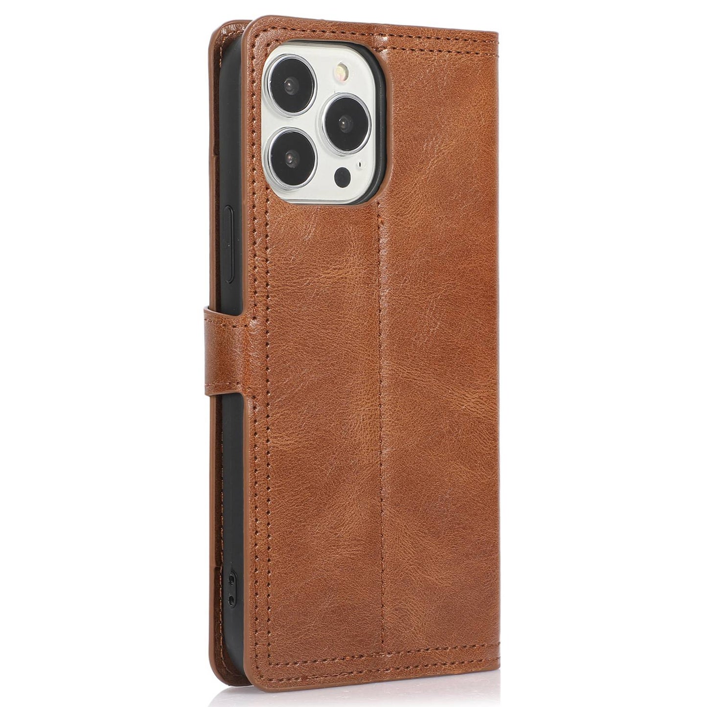 Zipper Pocket Phone Cover For iPhone 13 Pro 6.1 inch, Full Protection PU Leather Phone Flip Wallet Case Stand