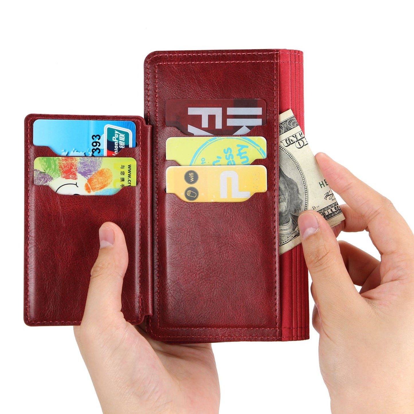 Zipper Pocket Phone Cover For iPhone 13 Pro 6.1 inch, Full Protection PU Leather Phone Flip Wallet Case Stand