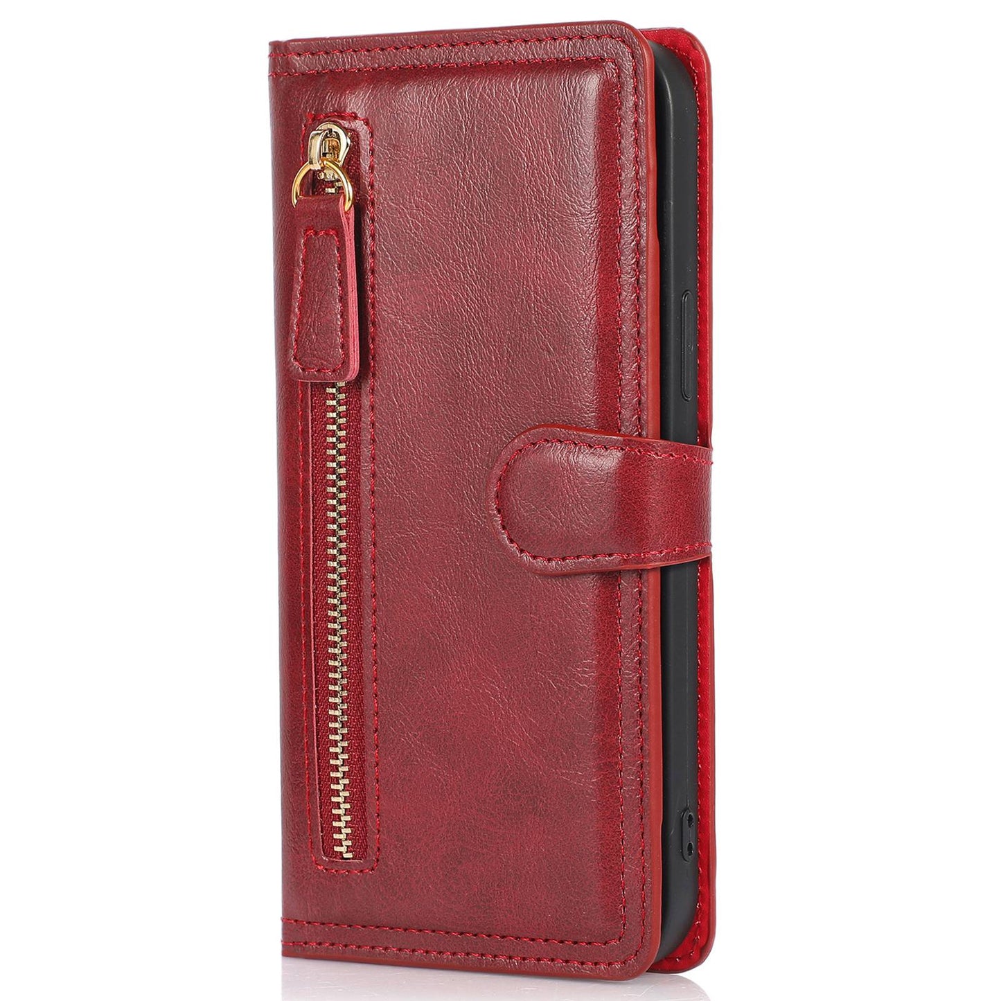 Zipper Pocket Phone Cover For iPhone 13 Pro 6.1 inch, Full Protection PU Leather Phone Flip Wallet Case Stand