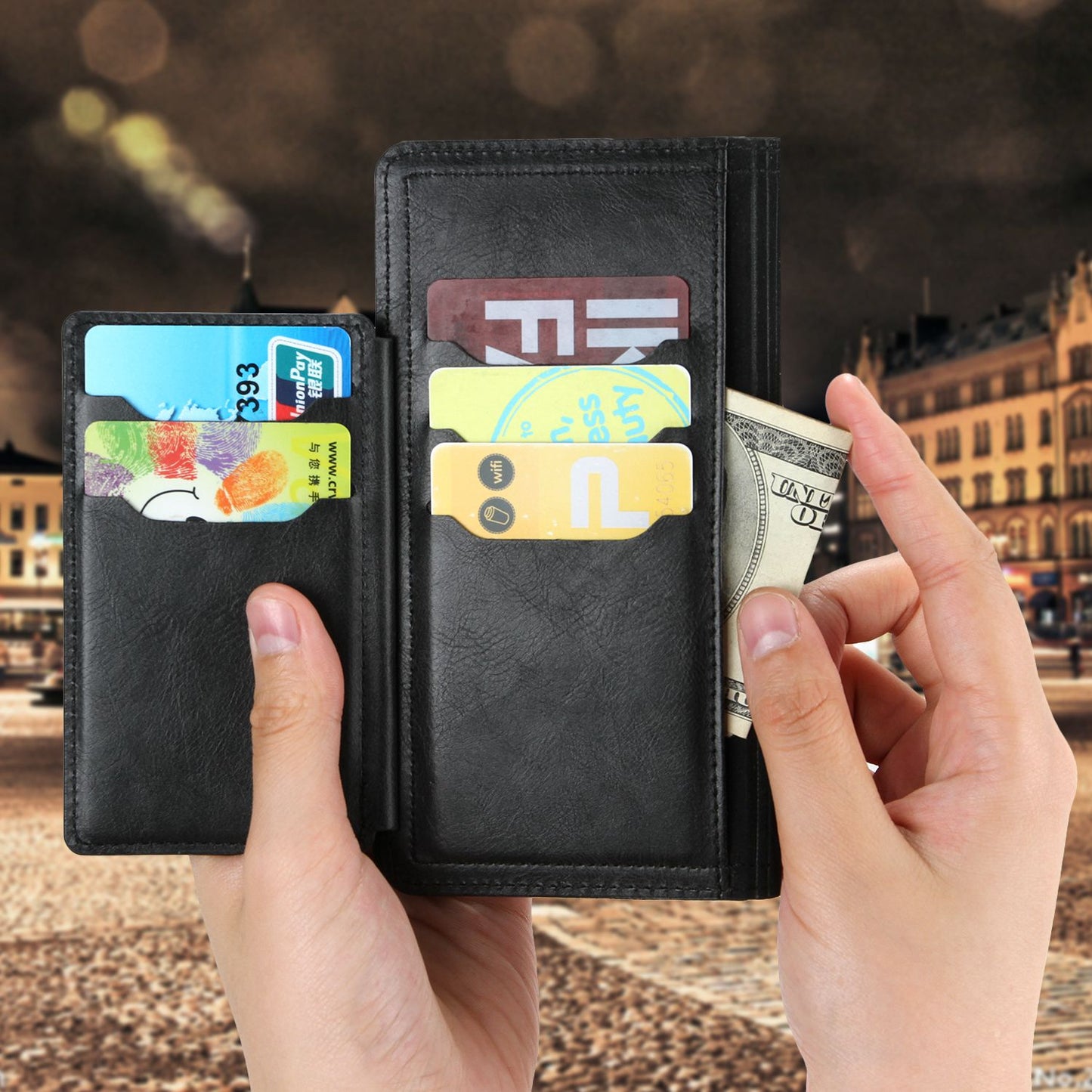 Zipper Pocket Phone Cover For iPhone 13 Pro 6.1 inch, Full Protection PU Leather Phone Flip Wallet Case Stand