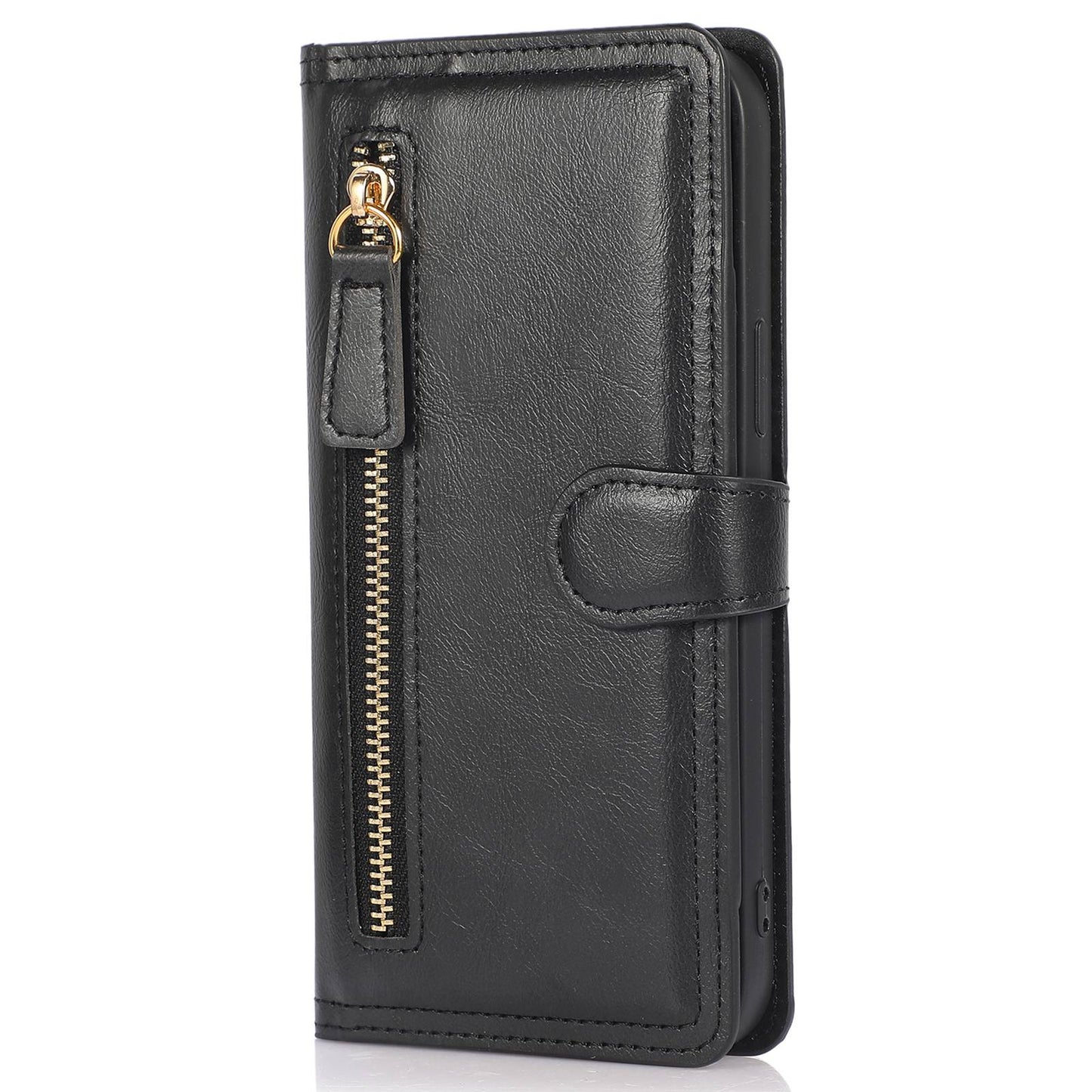 Zipper Pocket Phone Cover For iPhone 13 Pro 6.1 inch, Full Protection PU Leather Phone Flip Wallet Case Stand