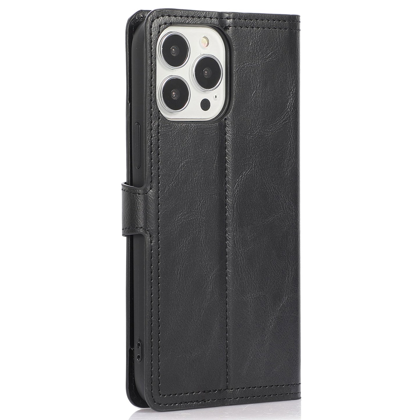 Zipper Pocket Phone Cover For iPhone 13 Pro 6.1 inch, Full Protection PU Leather Phone Flip Wallet Case Stand