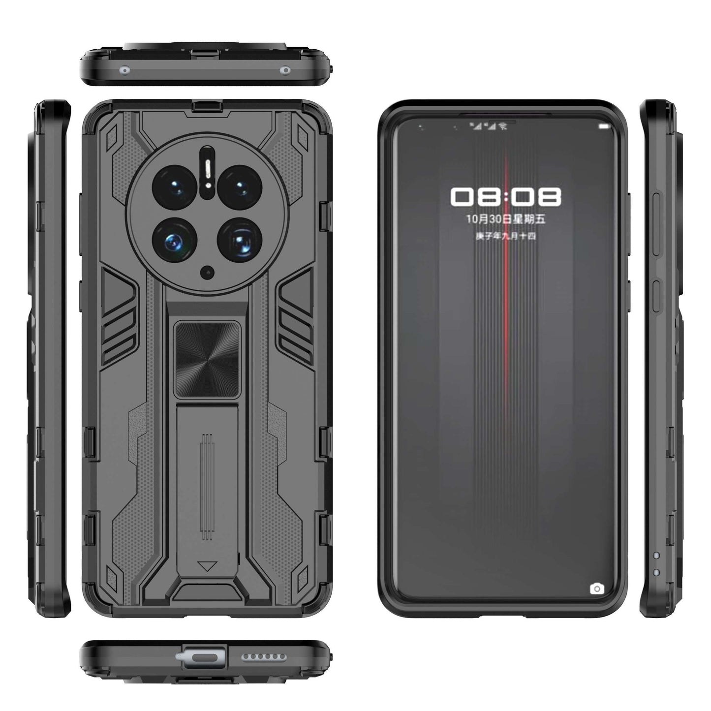 For Huawei Mate 50 Pro 4G Kickstand Design Phone Case Collision Resistant Hard PC Soft TPU Hybrid Back Cover
