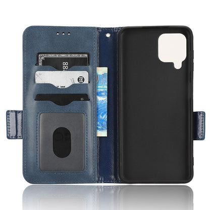 For Samsung Galaxy A12 / M12 PU Leather Stand Wallet Case Imprinted Triangle Pattern All-round Protection Phone Cover