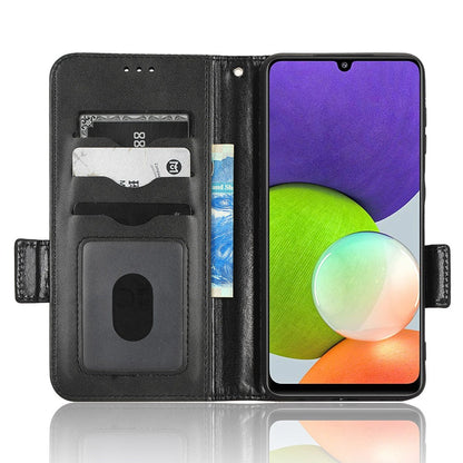 For Samsung Galaxy A12 / M12 PU Leather Stand Wallet Case Imprinted Triangle Pattern All-round Protection Phone Cover