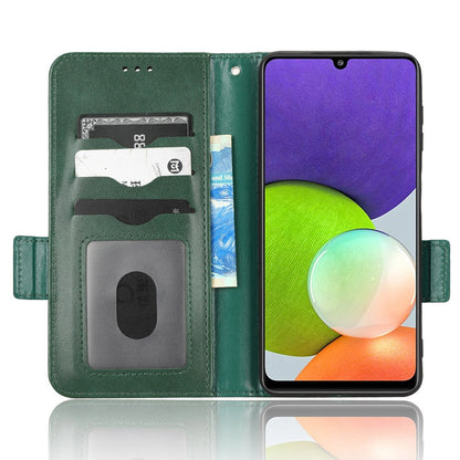 For Samsung Galaxy A12 / M12 PU Leather Stand Wallet Case Imprinted Triangle Pattern All-round Protection Phone Cover