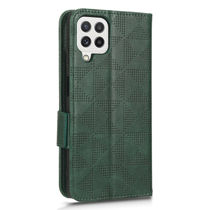 For Samsung Galaxy A12 / M12 PU Leather Stand Wallet Case Imprinted Triangle Pattern All-round Protection Phone Cover