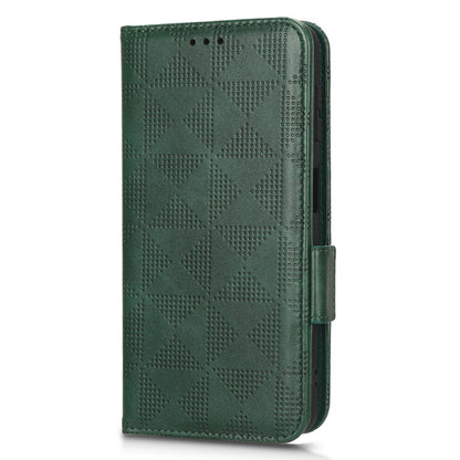 For Samsung Galaxy A12 / M12 PU Leather Stand Wallet Case Imprinted Triangle Pattern All-round Protection Phone Cover
