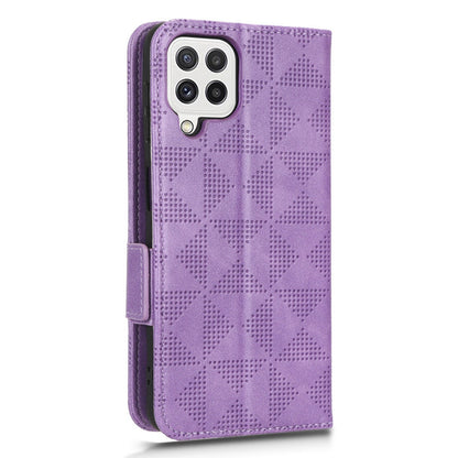 For Samsung Galaxy A12 / M12 PU Leather Stand Wallet Case Imprinted Triangle Pattern All-round Protection Phone Cover
