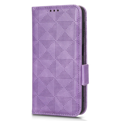 For Samsung Galaxy A12 / M12 PU Leather Stand Wallet Case Imprinted Triangle Pattern All-round Protection Phone Cover