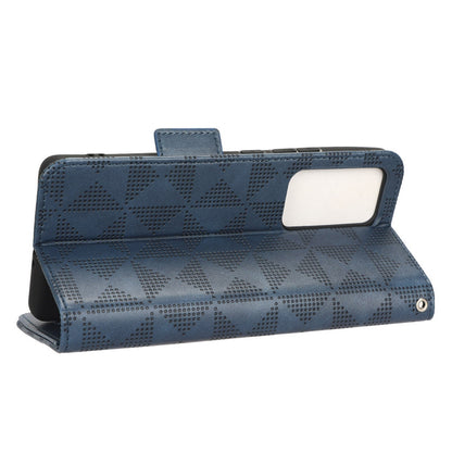 Anti-scratch Phone Case for Xiaomi 12 5G / 12X 5G / 12S 5G, PU Leather Imprinted Triangle Pattern Folio Flip Cover with Wallet Stand