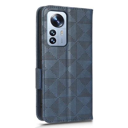 Anti-scratch Phone Case for Xiaomi 12 5G / 12X 5G / 12S 5G, PU Leather Imprinted Triangle Pattern Folio Flip Cover with Wallet Stand