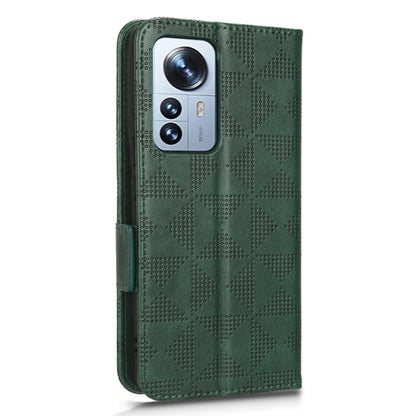 Anti-scratch Phone Case for Xiaomi 12 5G / 12X 5G / 12S 5G, PU Leather Imprinted Triangle Pattern Folio Flip Cover with Wallet Stand