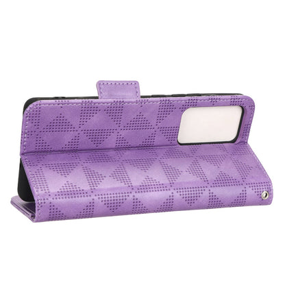 Anti-scratch Phone Case for Xiaomi 12 5G / 12X 5G / 12S 5G, PU Leather Imprinted Triangle Pattern Folio Flip Cover with Wallet Stand