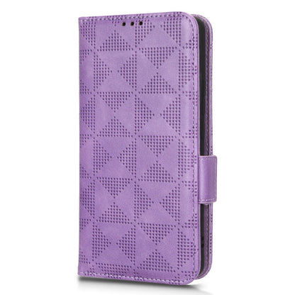 Anti-scratch Phone Case for Xiaomi 12 5G / 12X 5G / 12S 5G, PU Leather Imprinted Triangle Pattern Folio Flip Cover with Wallet Stand