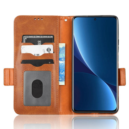 Anti-scratch Phone Case for Xiaomi 12 5G / 12X 5G / 12S 5G, PU Leather Imprinted Triangle Pattern Folio Flip Cover with Wallet Stand