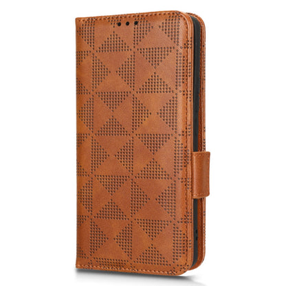 Anti-scratch Phone Case for Xiaomi 12 5G / 12X 5G / 12S 5G, PU Leather Imprinted Triangle Pattern Folio Flip Cover with Wallet Stand