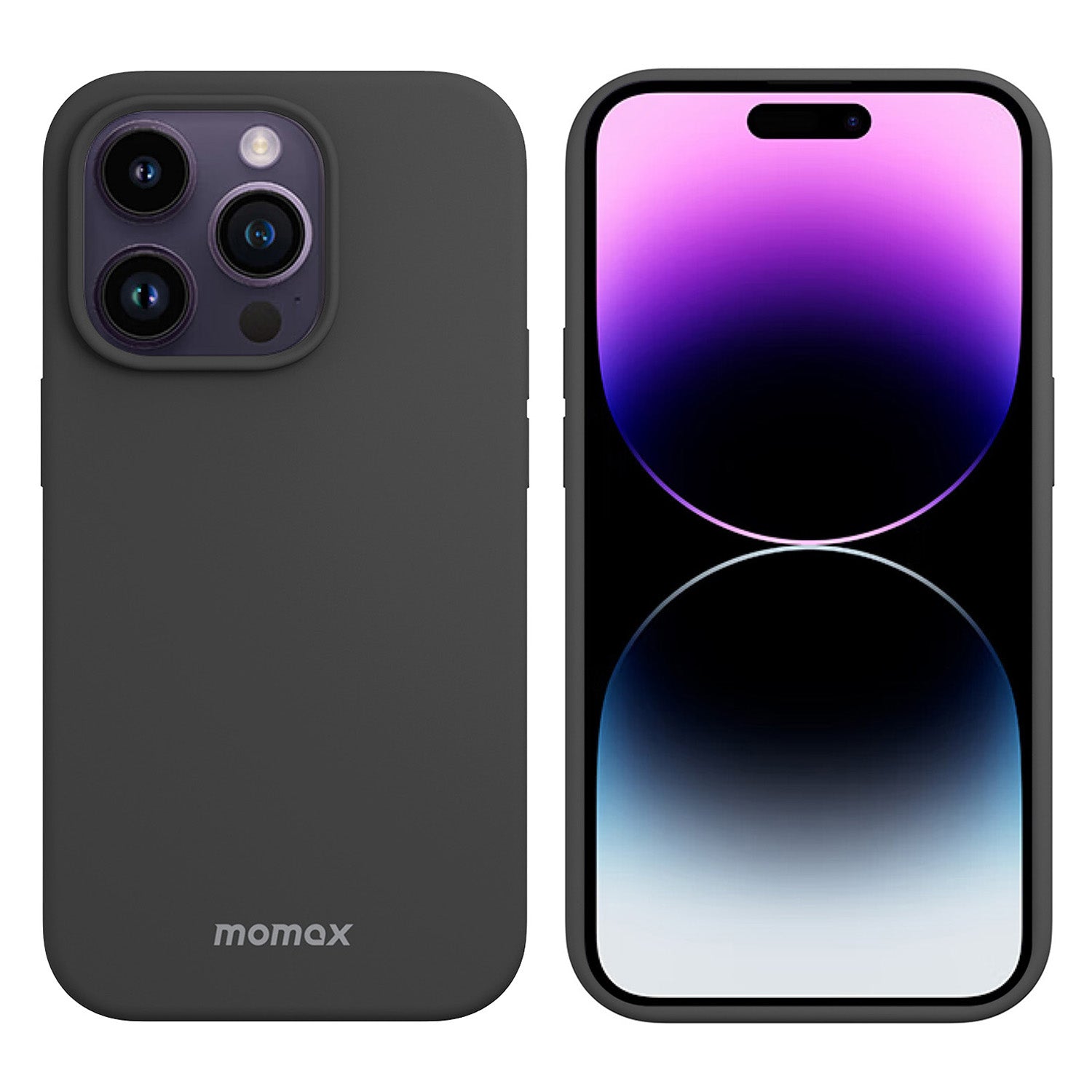 MOMAX for iPhone 14 Pro Max Skin-friendly Phone Case Drop-proof Silicone Cell Phone Cover with Microfiber Lining Compatible with Wireless Charging