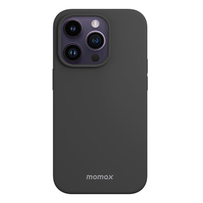 MOMAX for iPhone 14 Pro Max Skin-friendly Phone Case Drop-proof Silicone Cell Phone Cover with Microfiber Lining Compatible with Wireless Charging