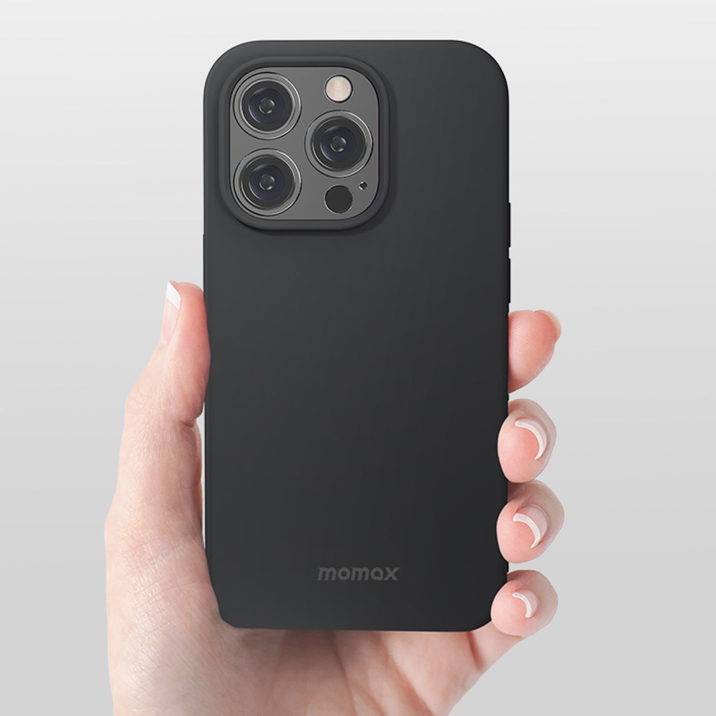 MOMAX for iPhone 14 Pro Max Skin-friendly Phone Case Drop-proof Silicone Cell Phone Cover with Microfiber Lining Compatible with Wireless Charging