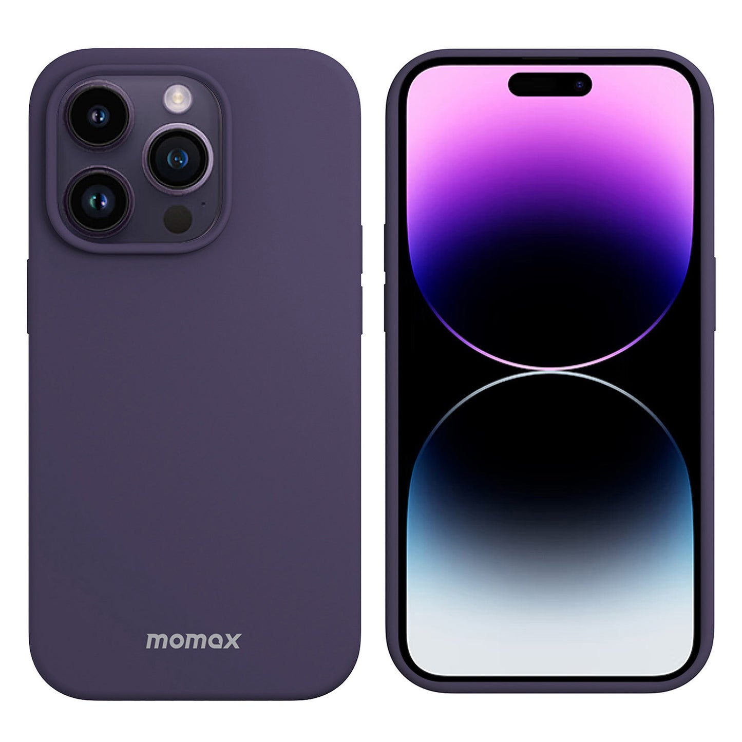 MOMAX for iPhone 14 Pro Max Skin-friendly Phone Case Drop-proof Silicone Cell Phone Cover with Microfiber Lining Compatible with Wireless Charging